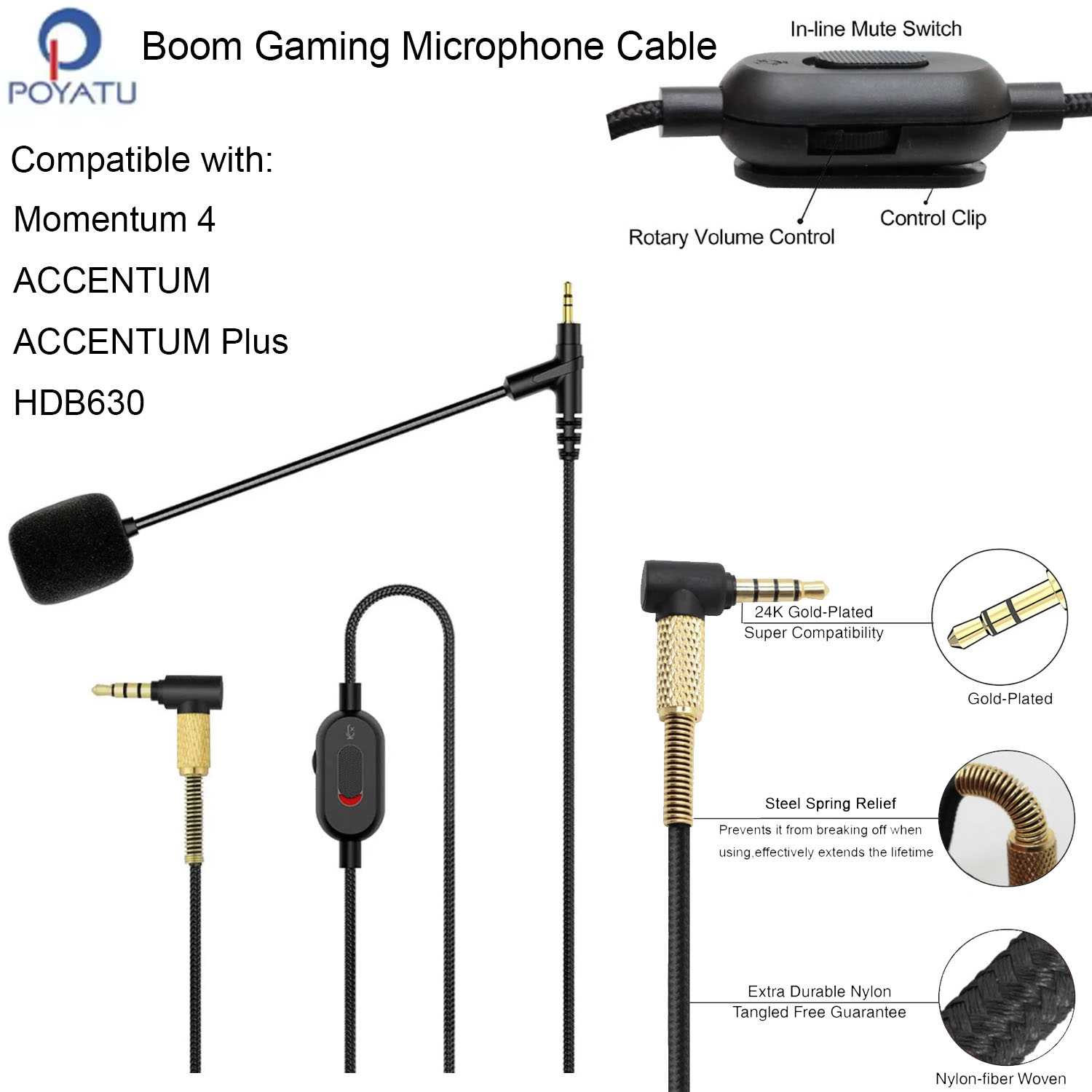 Sennheiser Headphone Momentum 4 - Kabel Headphone Boom Mic untuk Sennheiser